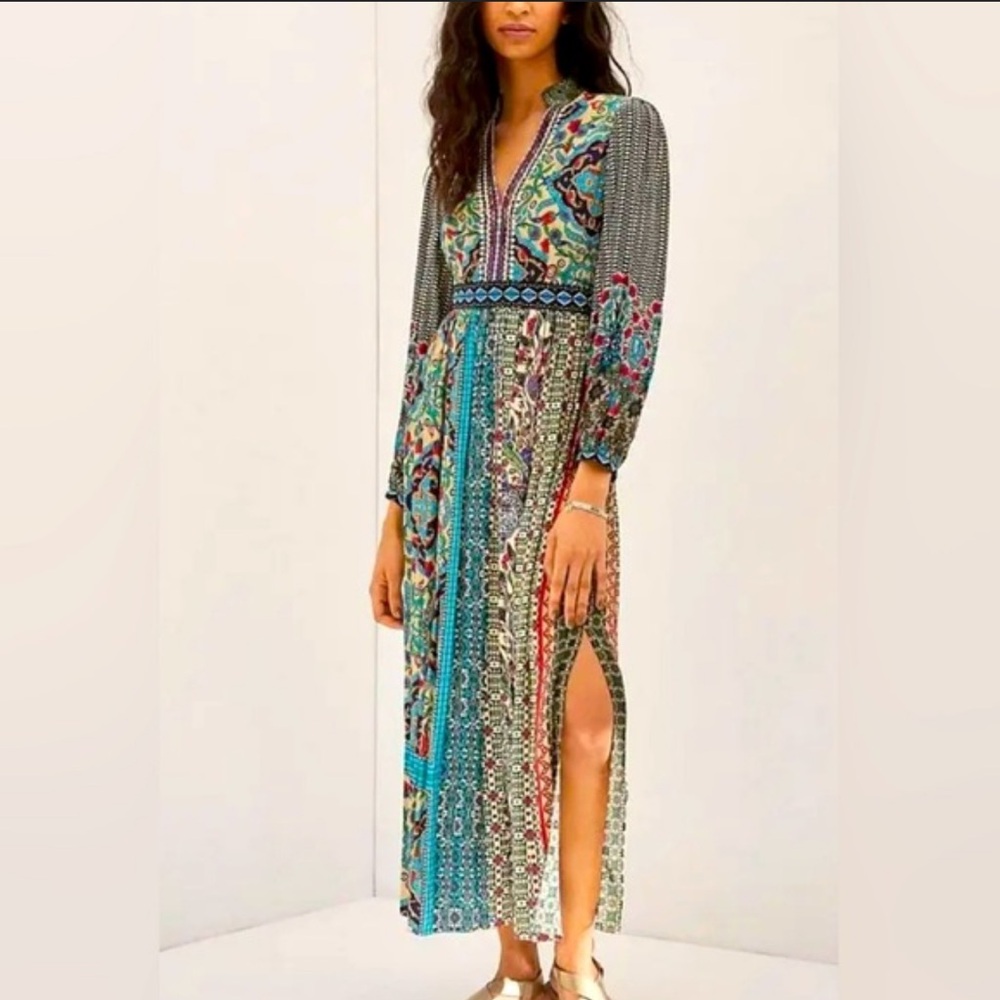 Anthropologie x Bhanuni by Jyoti Ronika Patterned Maxi Dress Multi Size 8 New